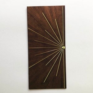Miniature PAPER Mid Century Modern Dark Wood Look  With Sunburst Prop Door for 1/24 or 1/12 Scale Roombox  Diorama or Dollhouse Wall