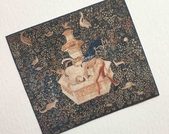 Miniature Medieval Tapestry of Narcissus in 1:24 or Dollhouse Scales