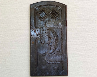 Miniature Carved Wood Look Faux Prop PAPER Door or Wall Decor  for Sorcerer Wizard or Witch Roombox or Diorama