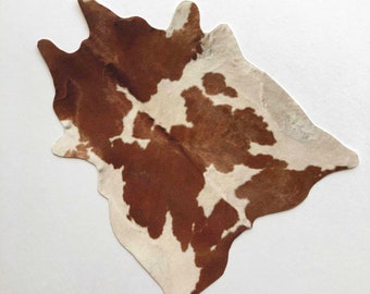 Miniature Brown and Cream Cowhide-Look Velvet Paper Rug in 1/48, 1/24 and 1/12  Scale
