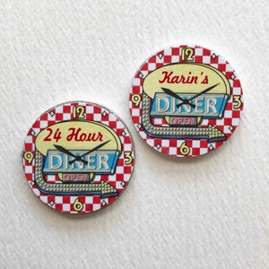 Custom Miniature Retro  Faux Clock for 1:12 Scale  50s Diner to Personalize