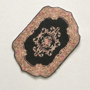 Miniature Elegant Shaped Rug in Choice of Colors and Sizes to Fit Most Scales Black