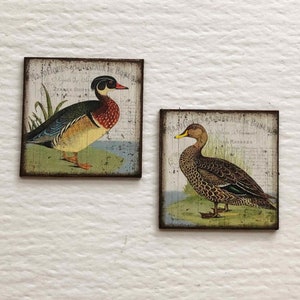 Figuras de patos de madera en miniatura para casas de muñecas, para decorar la pared de cabañas o casas de campo, en escalas de 1/24, 1/12 y 1/6