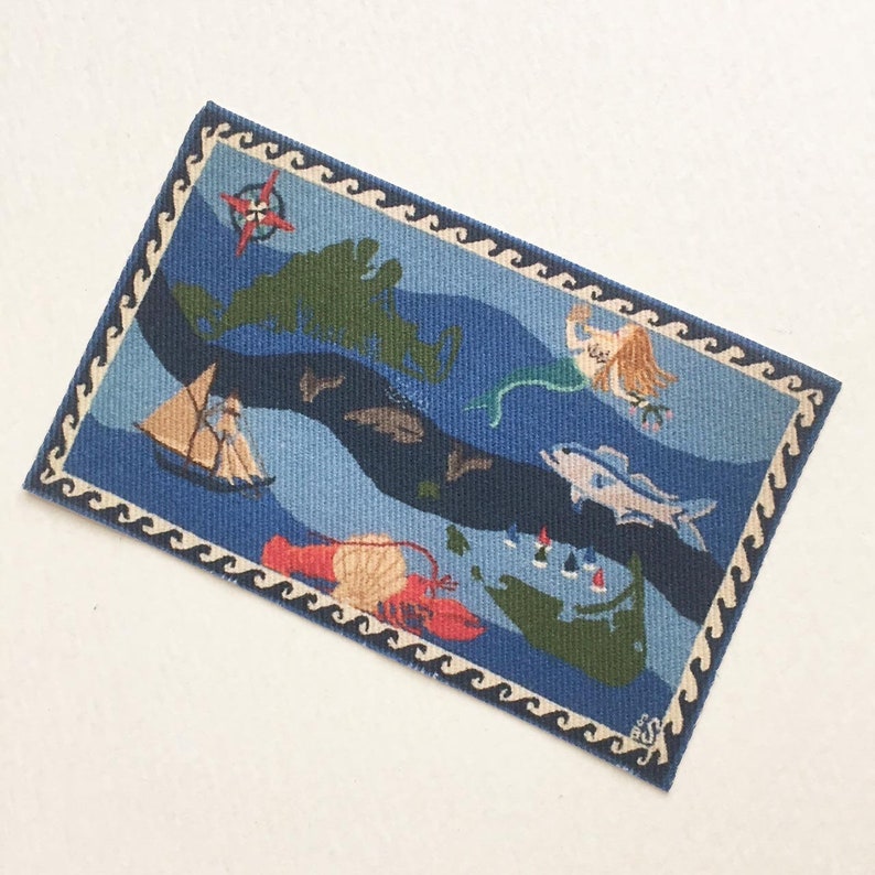 Miniature Underwater Themed Rug for Dollhouse or Roombox in Several Sizes image 1