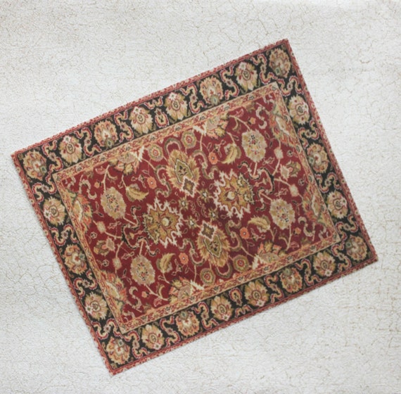 Miniature Red Traditional Rug: Dollhouse Scale Rug