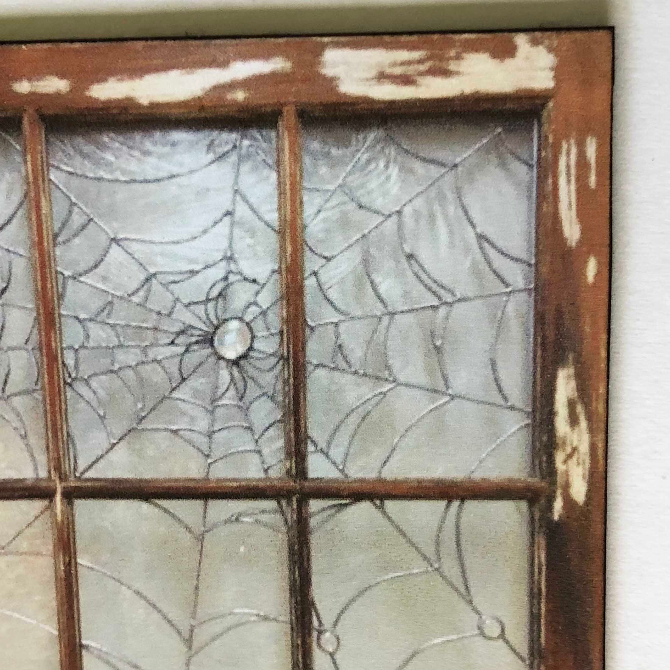 Paper Window Large Miniature PAPER Window With Shabby Frame and Spiderweb Glass - Etsy