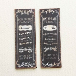 Letreros rústicos franceses en miniatura para panadería y bistró