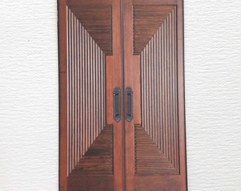 Miniature Art Deco Faux Wood  PAPER Prop Doors  1:12 and Half Scale