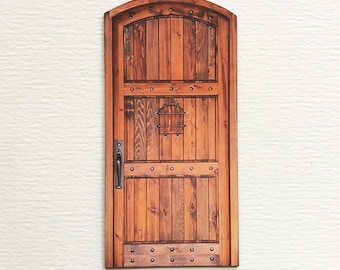 Miniature Speakeasy Wood Look Faux Prop PAPER Door 1/24 and 1/12 Scales for Roombox or Diorama