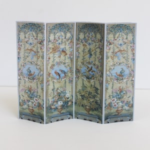 Miniature  Room Screen French Tapestry Birds and Flowers in 1:12 Dollhouse Scale