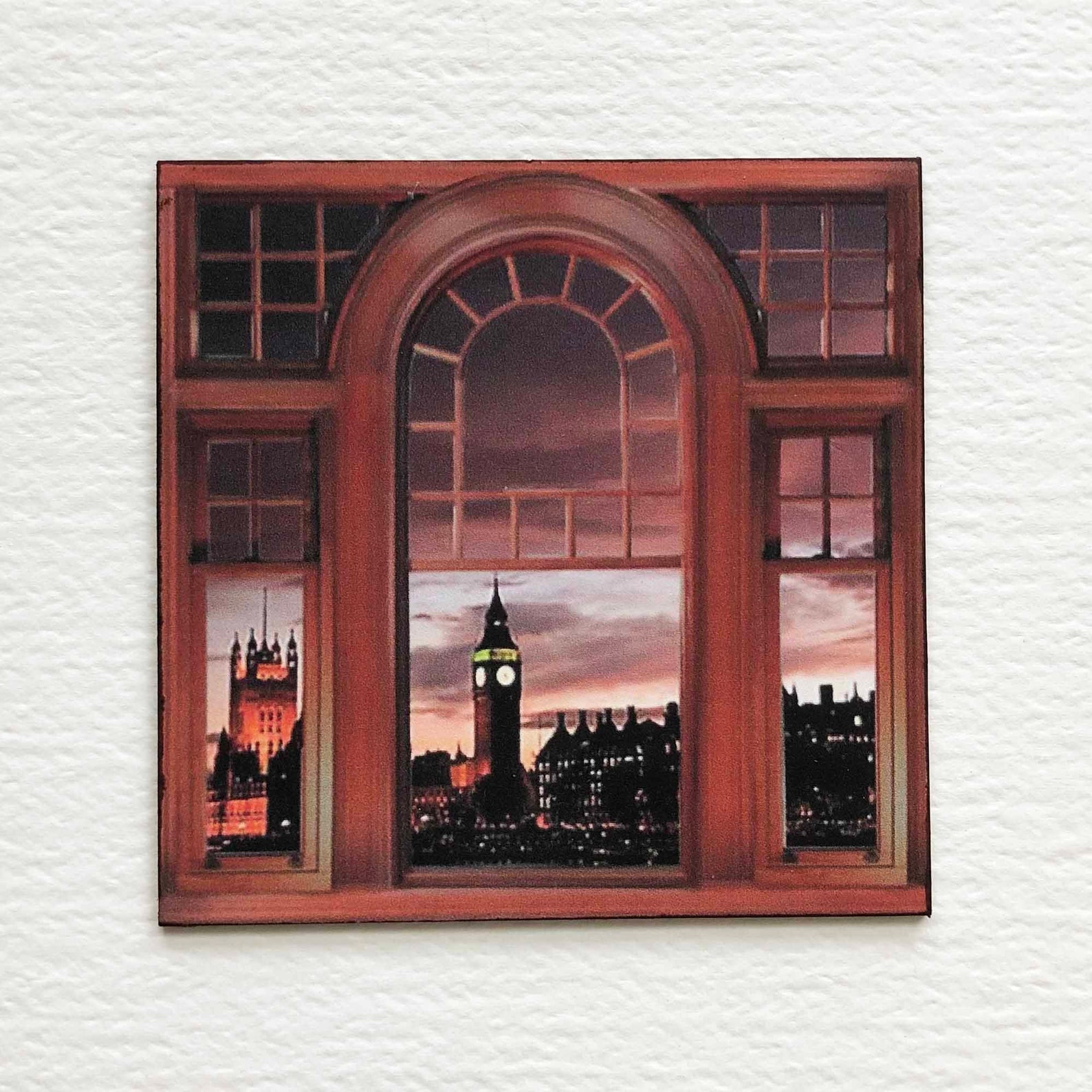 Paper Window Large Miniature Victorian Paper Window: London Houses of Parliament, Big Ben ...