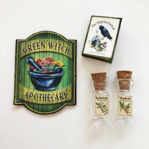 1/12 Miniatur Grüne Hexe Apotheker Set