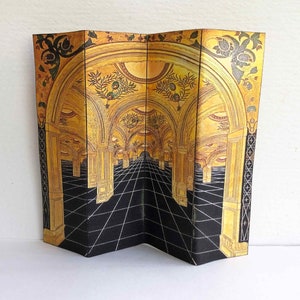 Miniature Reproduction of an Art Deco Design  Gold and Black Folding Dressing Screen or Room Divider 1/24 or 1/12 Scale Sizes