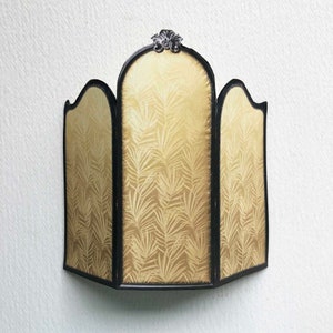 Miniature 1890s Era Dressing Screen Room Divider Palm Frond Pattern  Antique PAPER Reproduction 1/24 or 1/12 Scale