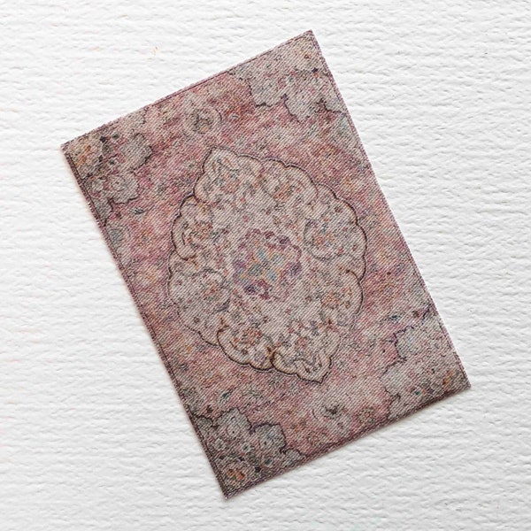 Miniature Dollhouse Rectangular Rug Vintage Look Soft Pink in Sizes to Suit Several Scale Rooms