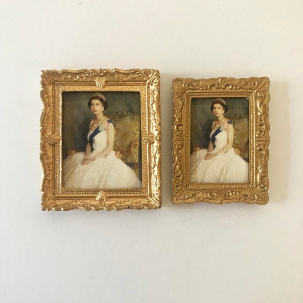 Gold Framed Miniature Portrait of  Queen Elizabeth II