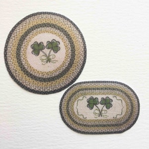 Miniature Irish Shamrock Design Rug for Dollhouse Round or Oval  Braided Look  in Several Sizes