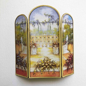 Miniature Italian Dressing Screen Room Divider Antique Paper Reproduction  11/24 or 1/12 Dollhouse Scale
