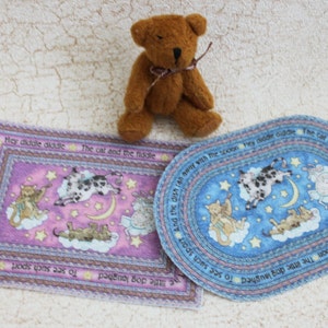 Dollhouse Nursery Rug Miniature Pink Blue Or Yellow Nursery Rhyme 1:12 or Half Scale