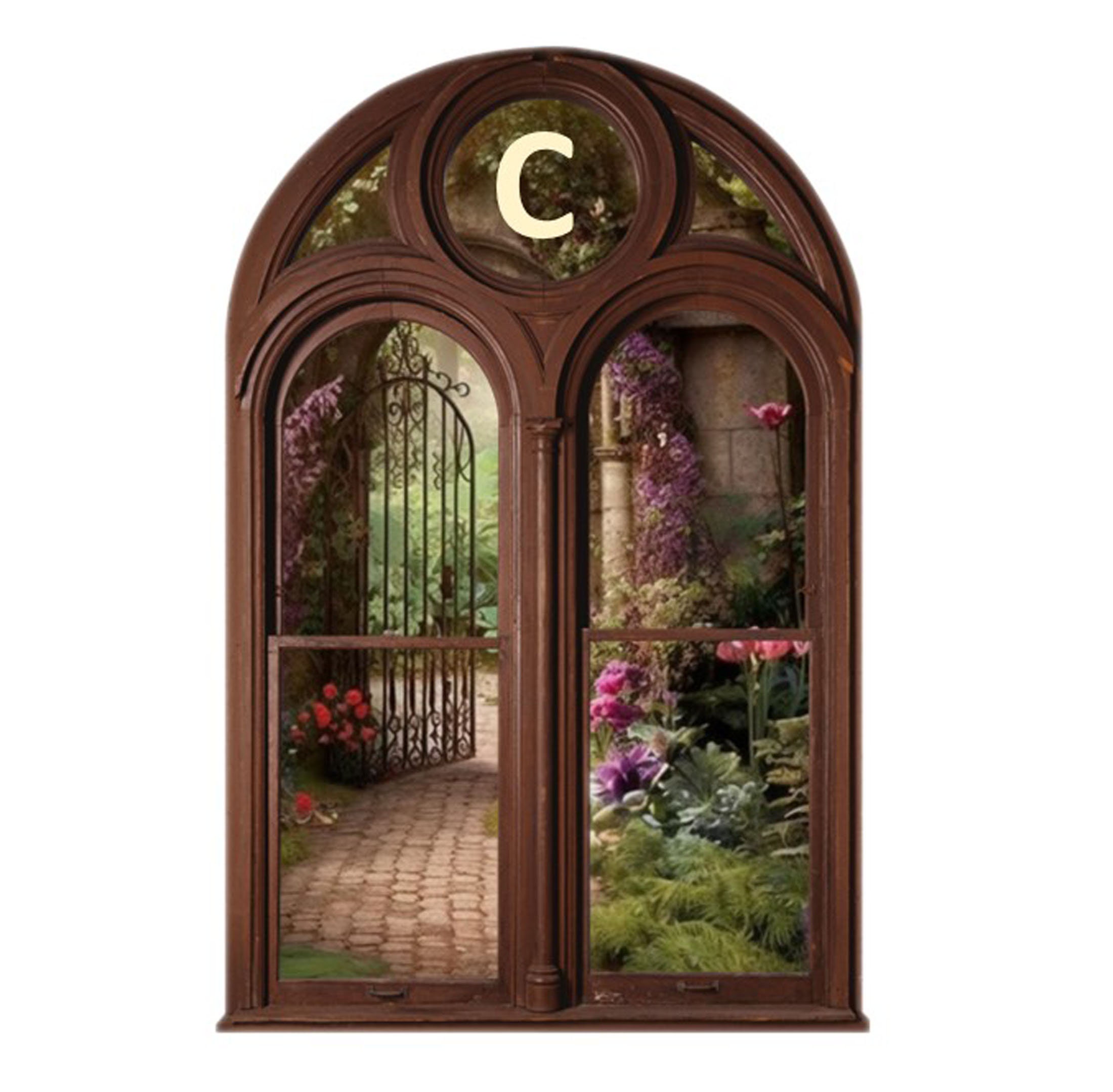 Paper Window Large Faux Miniature Arched PAPER Window With Choice of Garden View and Size ...