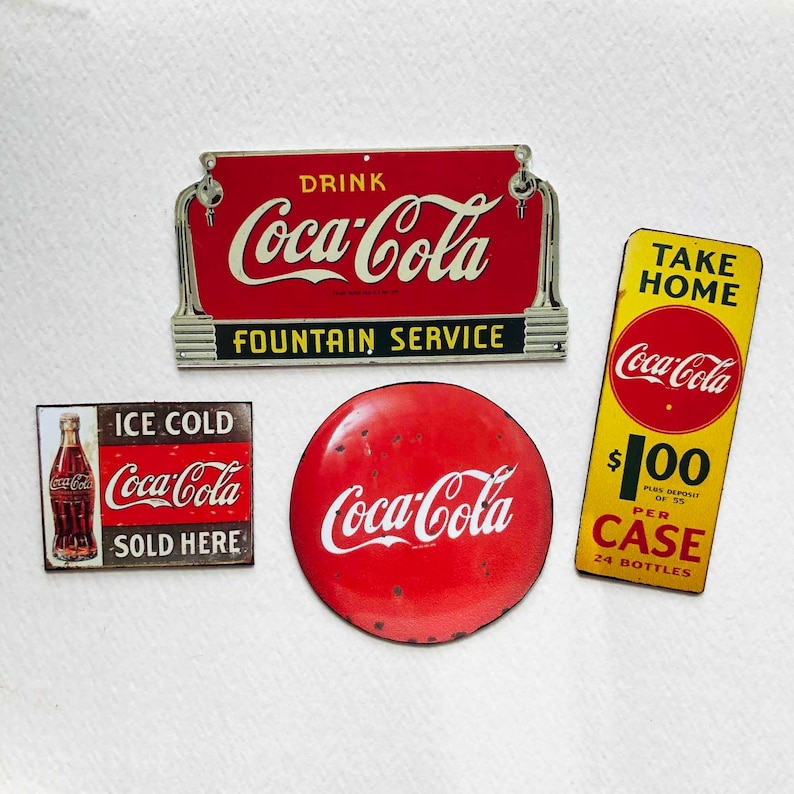 Miniature Coca Cola  Paper Signs for Retro Diner Country Store or Antique Shop Display 1/24 and 1/12 Scale Sizes 