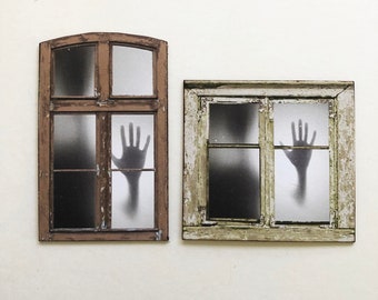 Window with Spooky Hand and Shadow in a Miniature PAPER prop