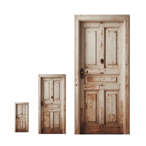 Miniature  Grungy  Cream Colored PAPER Door Reproduction in 1/48, 1/24 and 1/12 Sizes