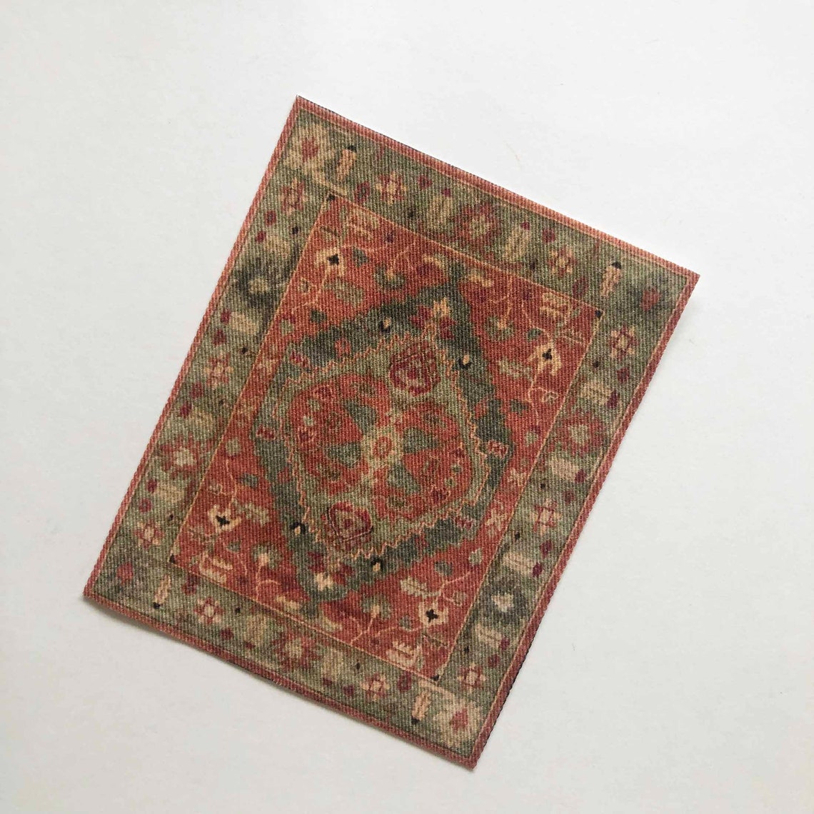 Miniature Mission Style Rug in Rust and Olive Green Etsy