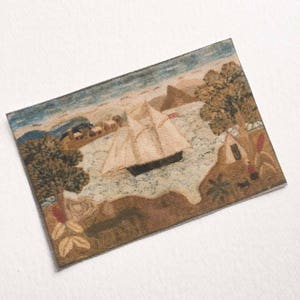 Miniature Reproduction of Vintage Sailboat Rug for Dollhouse in 1/24 and 1/12 sizes