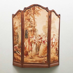 Dollhouse Miniature PAPER Dressing Screen Room Divider French Tapestry Design 1/24 and 1/12  Scale