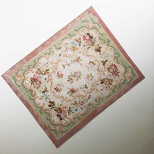 Miniature Aubusson Style Floral Rug of French Belle Epoque Era with Rose,  Golds and Greens on a Cream Background