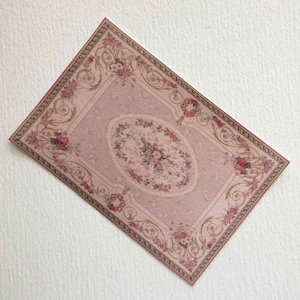 Miniature Aubusson Dollhouse Rug in Pale Pink With Roses and Daisies in Sizes to Suit Several Scale Rooms