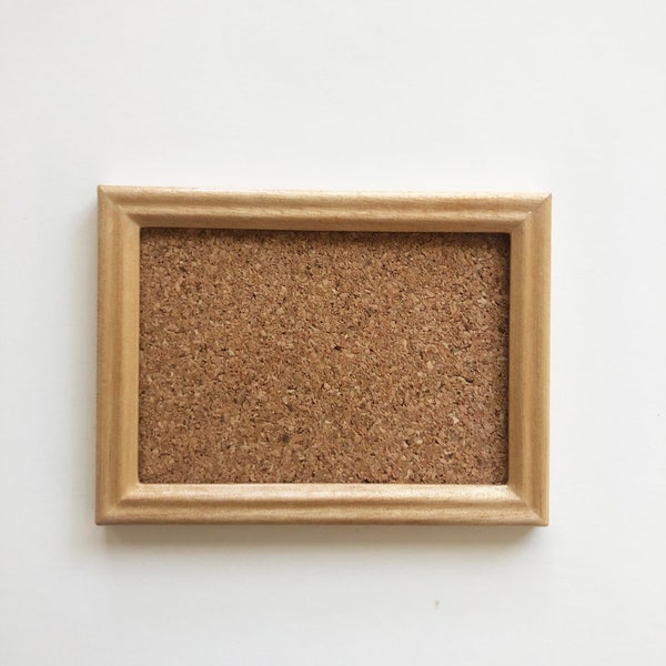 Miniature Corkboard Bulletin Board Natural Color Rectangular Wood Framed