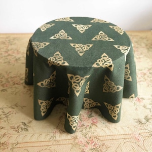 Celtic Design Miniature Skirted Round Table Green and Gold
