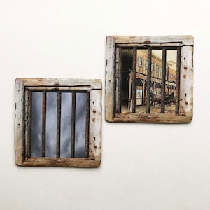 Rustic Jail Windows With Bars Miniature Paper Reproduction in 1/24, 1/12 and 1/6 Scale Sizes