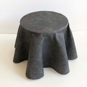 Sinister Spiderwebs on a 1/24 or 1/12 Scale  Round Table with Cloth  Goth Halloween Decor Miniature