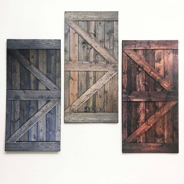 Miniature Rustic Plank Door PAPER Faux Wood Look in Three Colors and Three Sizes