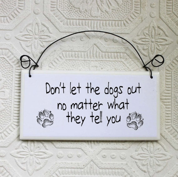 Funny Dog Warning Sign: Paper Decoupaged Ceramic Tile