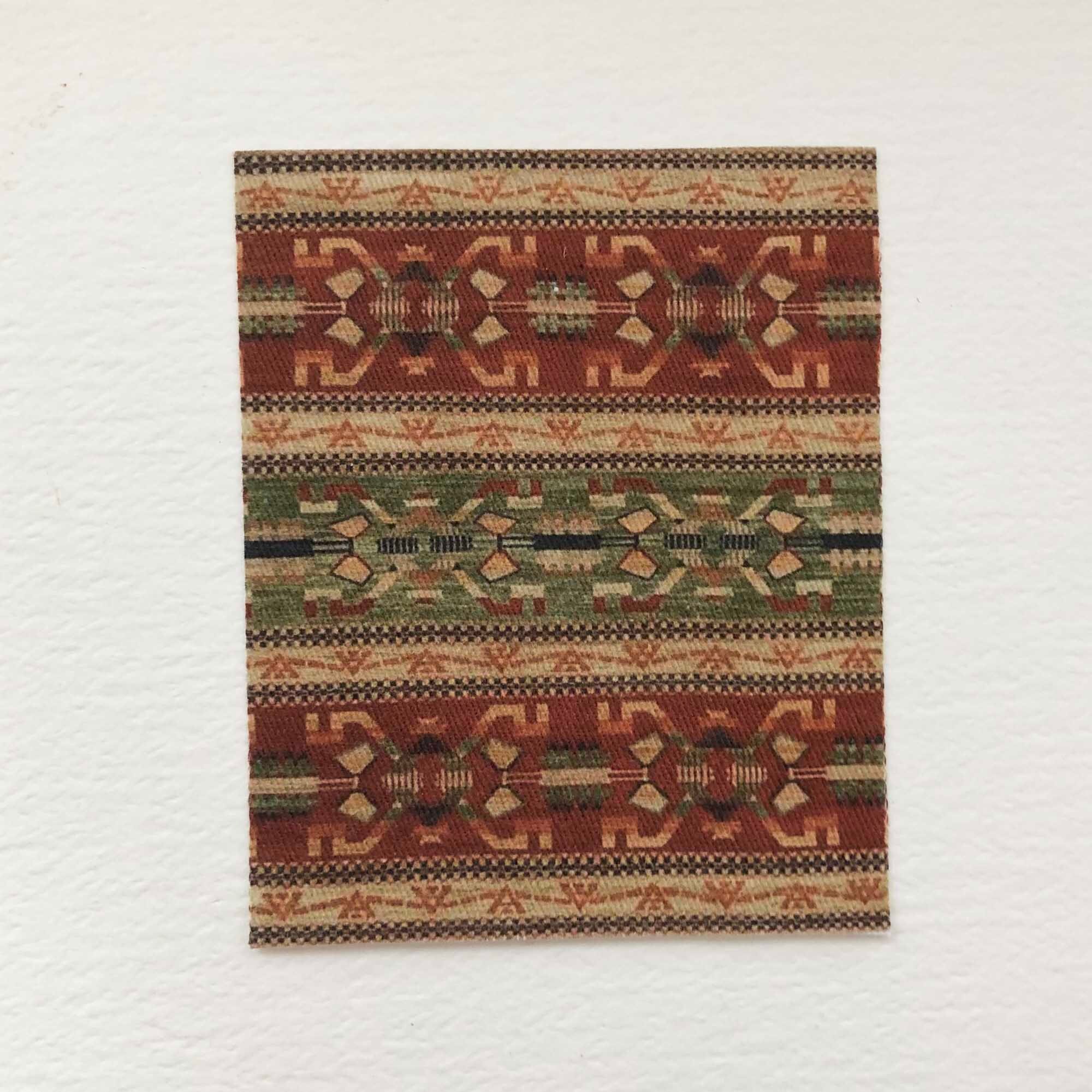 Camel & Rust ~ HWRS419I Dollhouse Miniature Woven Accent Rug in Tan 