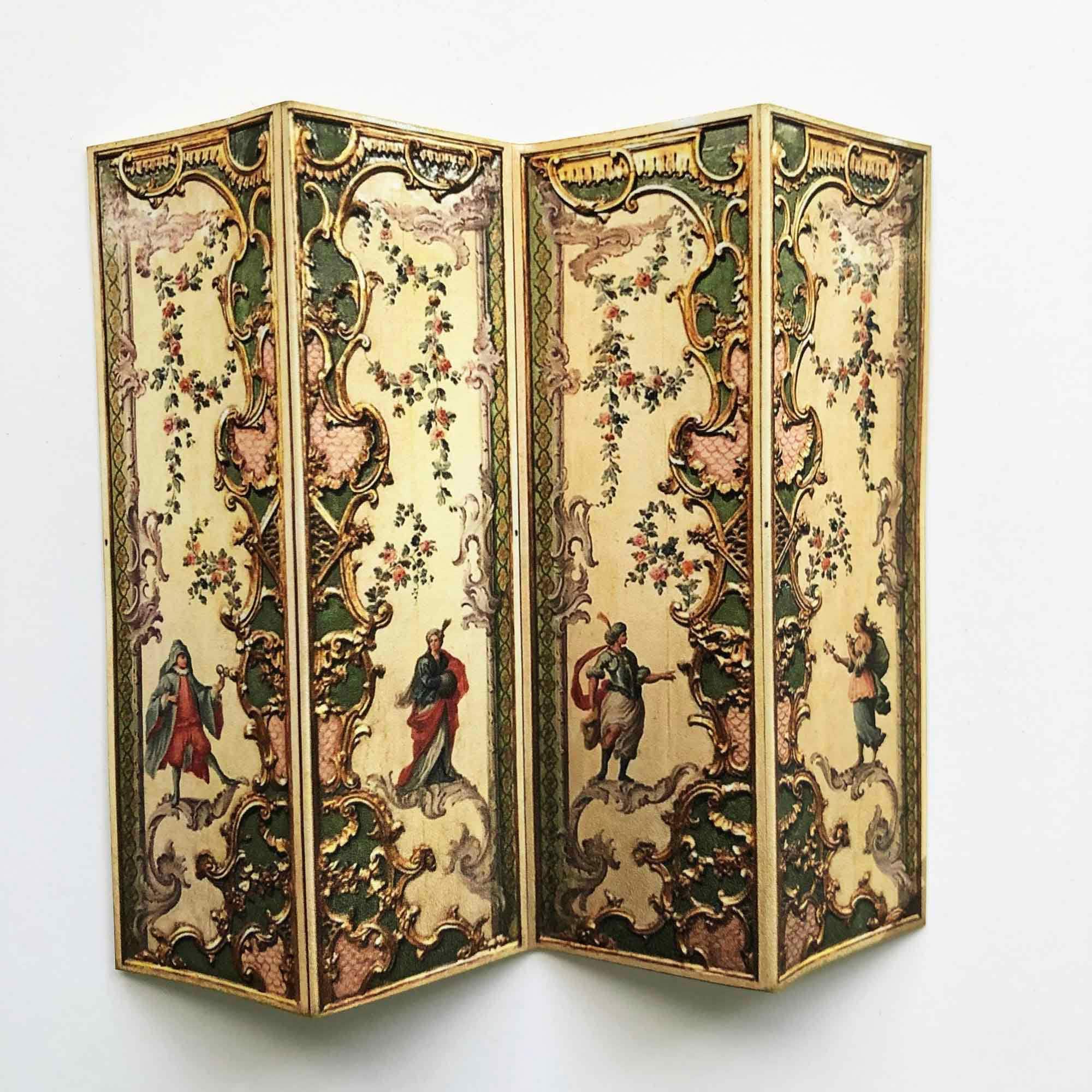 Miniature Venetian Dressing Screen Room Divider 1770's Antique PAPER Reproduction 1:12 Dollhouse Scale Miniature Venetian Dressing Screen Room Divider 1770's Antique PAPER Reproduction 1:12 Dollhouse Scale