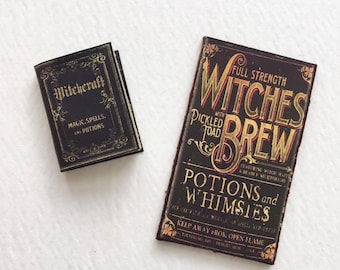 1:12 Scale Witchcraft Book and Sign Miniature Set or Individually