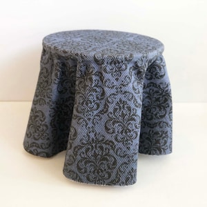 Miniature  Blue Damask Skirted Table  1/12 Scale