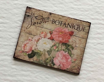 Dollhouse Miniature  Sign Jardin Botanique With Roses