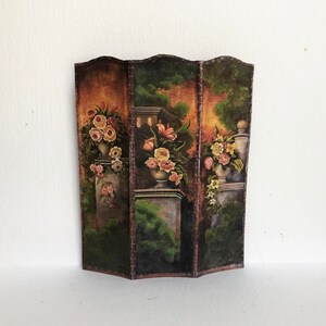 Miniature Reproduction 19 Century English  Floral Folding Dressing Screen or Room Divider 1:12 Scale