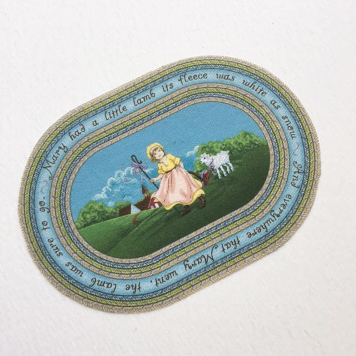 Miniature Mary Had a Little Lamb Dollhouse Nursery Rhyme Rug Etsy