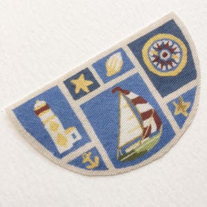 Miniature Nautical Rug With Sailboat and lighthouse for Dollhouse or Roombox in 1:12 scale