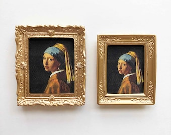 Miniature Framed Canvas  'Girl With a Pearl Earring' by Vermeer  in Choice of Frame