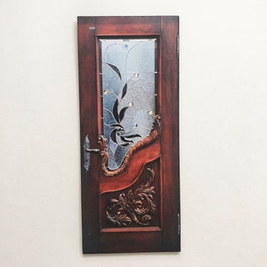 Miniatur Jugendstil Tür PAPIER Faux Holzoptik