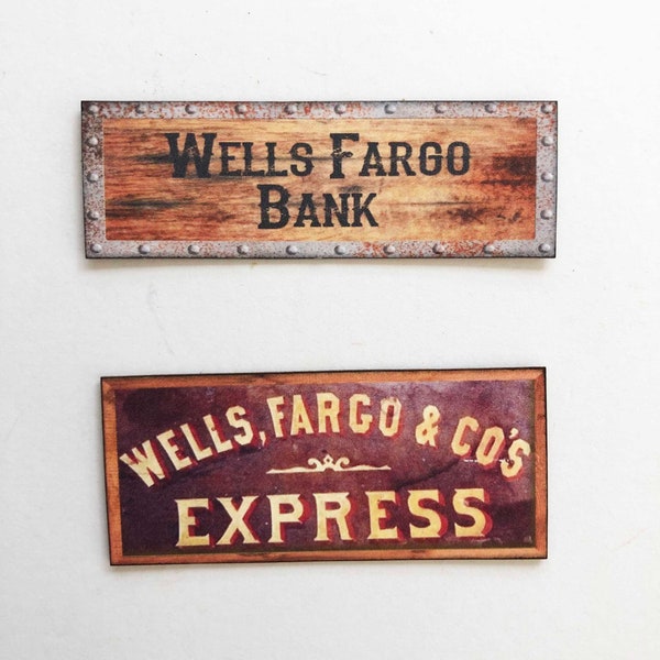 Miniature Wells Fargo Cowboy Western Signs