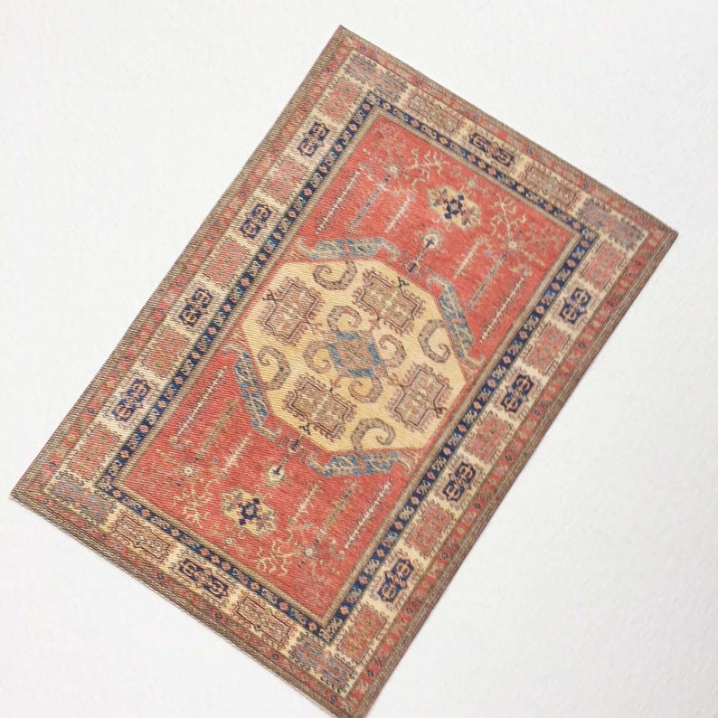 Miniature Coral Oriental Rug in Several Sizes for Fashion Etsy